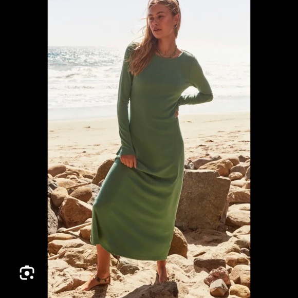 Free People FP Beach Maxi Midid Open Back Tie Dress Long Sleeve Medium Med - Picture 4 of 5